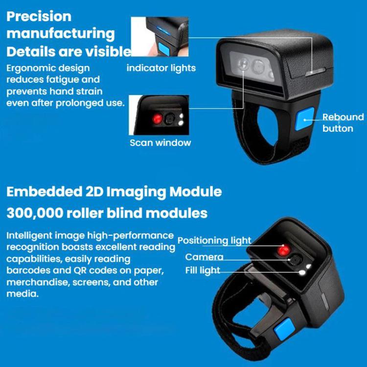 Scanner Bluetooth ad anello 2D mini per logistica