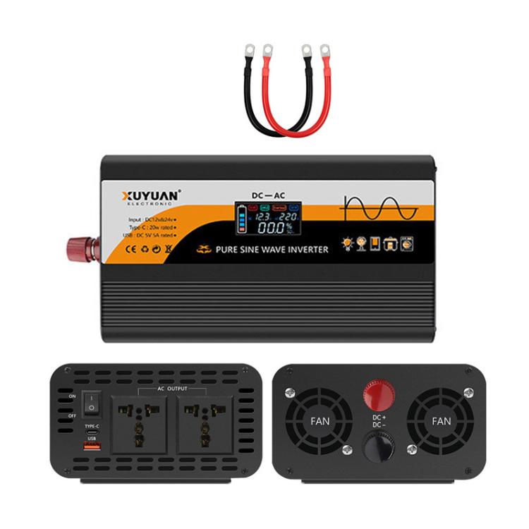 Convertitore di potenza universale per auto a onda sinusoidale pura da 12V/24V a 220V, 800W Black, 1400W Black, 2000W Black, 3000W Black, 3600W Black, 4000W Black, 800W Red, 1400W Red, 2000W Red, 3000W Red
