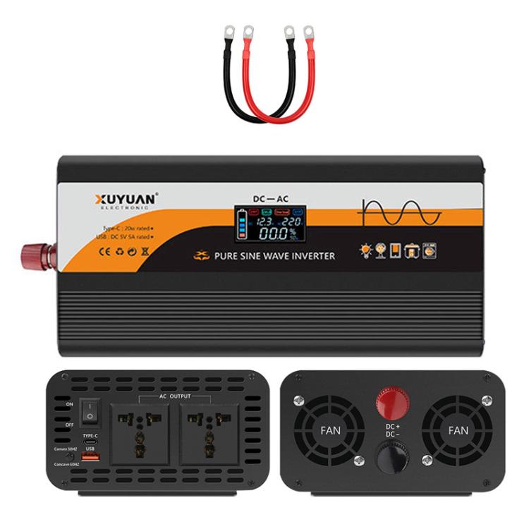 Convertitore di potenza universale per auto a onda sinusoidale pura da 12V/24V a 220V, 800W Black, 1400W Black, 2000W Black, 3000W Black, 3600W Black, 4000W Black, 800W Red, 1400W Red, 2000W Red, 3000W Red