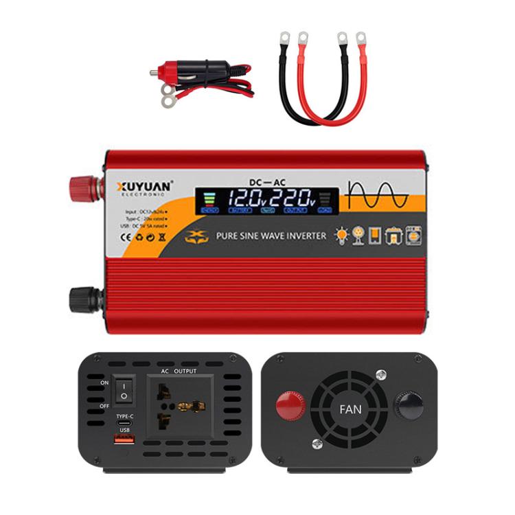 Convertitore di potenza universale per auto a onda sinusoidale pura da 12V/24V a 220V, 800W Black, 1400W Black, 2000W Black, 3000W Black, 3600W Black, 4000W Black, 800W Red, 1400W Red, 2000W Red, 3000W Red