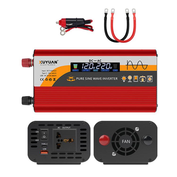 Convertitore di potenza universale per auto a onda sinusoidale pura da 12V/24V a 220V, 800W Black, 1400W Black, 2000W Black, 3000W Black, 3600W Black, 4000W Black, 800W Red, 1400W Red, 2000W Red, 3000W Red