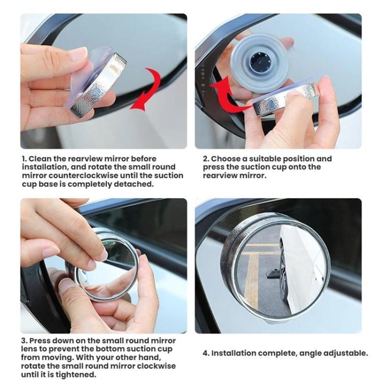 Specchietto retrovisore per auto con ventosa, regolabile a 360 gradi e ampio campo visivo., Silver Pattern, Black Pattern, White Pattern