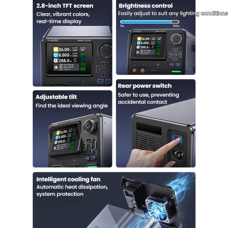 Alimentatore CNC FNIRSI IPS3608 ad alta potenza, regolabile e regolato, per computer di bordo., EU Plug, US Plug