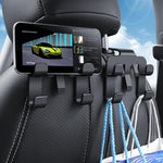 Set di 4 ganci multifunzionali per cellulare da fissare allo schienale del sedile dell'auto.
