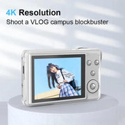 Fotocamera digitale entry-level CDF6 con fotocamera da 64 MP, registrazione video 4K, autofocus, schermo LCD da 2,8 pollici e flash integrato.
