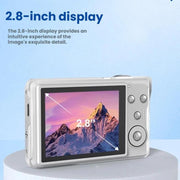 Fotocamera digitale entry-level CDF6 con fotocamera da 64 MP, registrazione video 4K, autofocus, schermo LCD da 2,8 pollici e flash integrato.