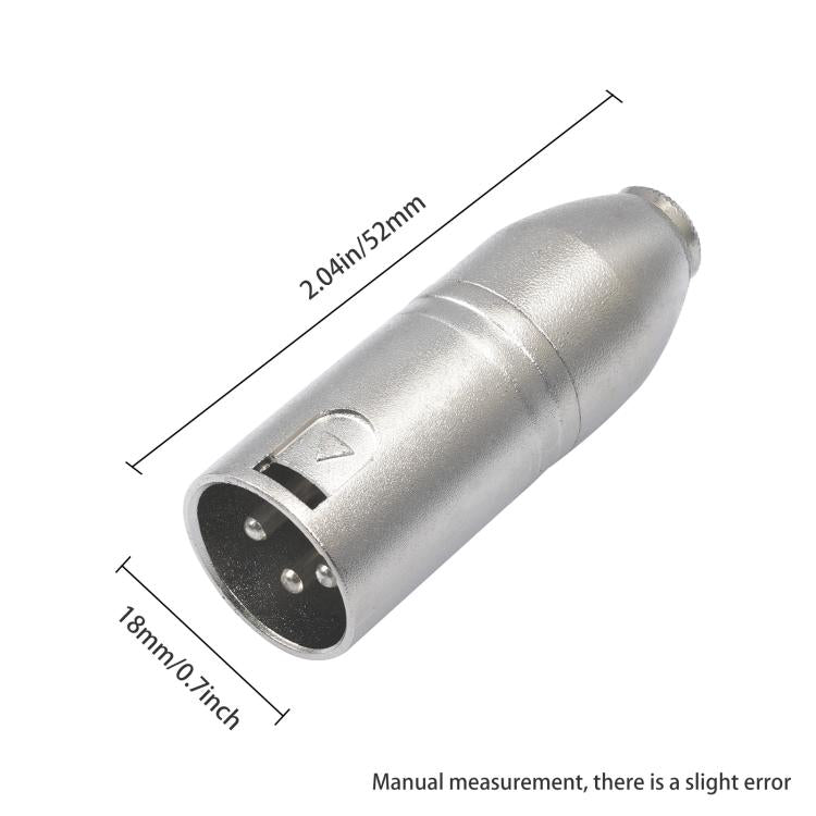 Adattatore audio da connettore TRS da 3,5 mm femmina (1/8") a XLR maschio Carnott con alloggiamento in metallo.