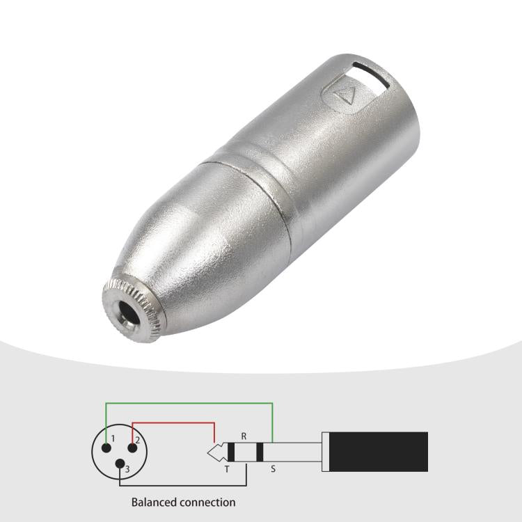 Adattatore audio da connettore TRS da 3,5 mm femmina (1/8") a XLR maschio Carnott con alloggiamento in metallo.