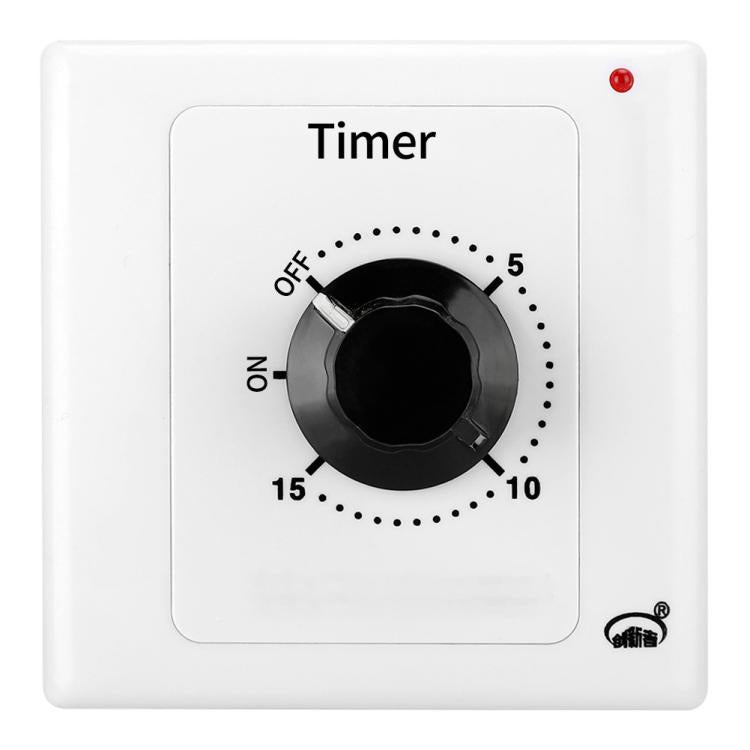 Presa con timer conto alla rovescia da 15 A, indicatore di alimentazione e funzione normalmente aperta., 15min, 30min, 60min, 120min