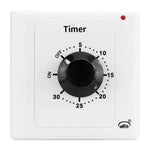 Presa con timer conto alla rovescia da 15 A, indicatore di alimentazione e funzione normalmente aperta., 15min, 30min, 60min, 120min