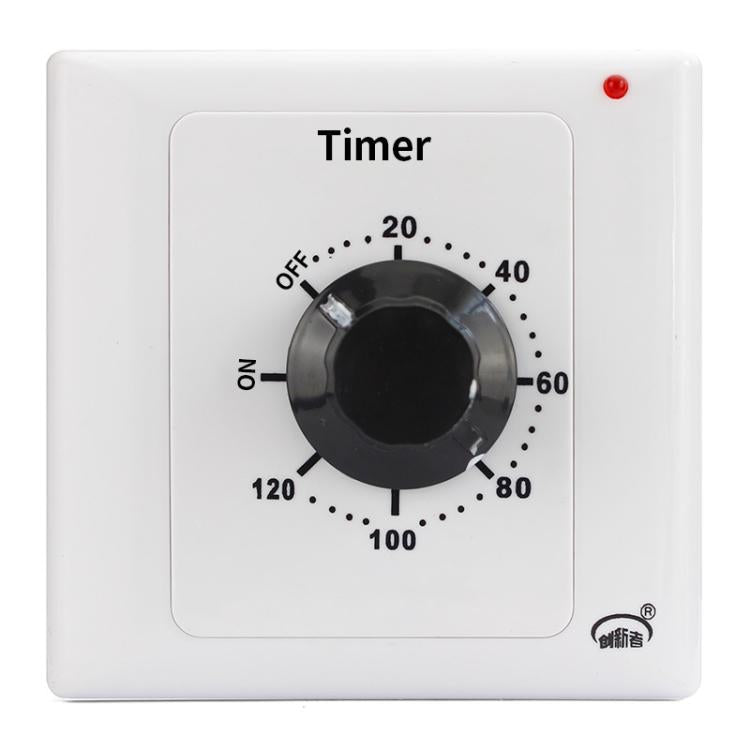 Presa con timer conto alla rovescia da 15 A, indicatore di alimentazione e funzione normalmente aperta., 15min, 30min, 60min, 120min
