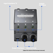 Selettore audio da 3,5 mm con doppio ingresso AUX da 3,5 mm e uscita singola, con controllo del volume indipendente., 3.5mm AUX Inputs To 1 Output