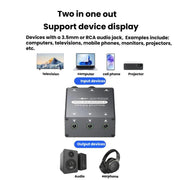 Selettore audio da 3,5 mm con doppio ingresso AUX da 3,5 mm e uscita singola, con controllo del volume indipendente., 3.5mm AUX Inputs To 1 Output