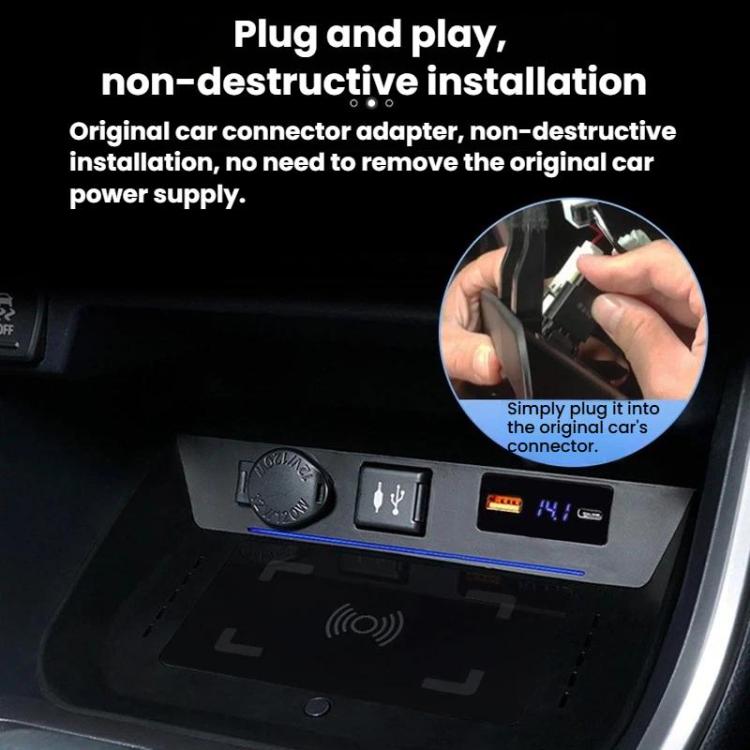 Caricabatterie wireless per auto Toyota RAV4 con display digitale, 15W Left, 15W Right