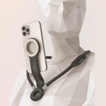 Fascia da collo per selfie da utilizzare durante le dirette streaming all'aperto e supporto magnetico per telefono.