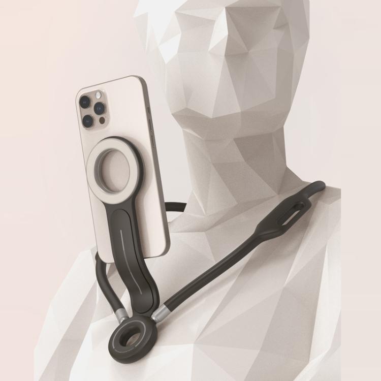 Fascia da collo per selfie da utilizzare durante le dirette streaming all'aperto e supporto magnetico per telefono.