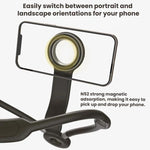 Fascia da collo per selfie da utilizzare durante le dirette streaming all'aperto e supporto magnetico per telefono.
