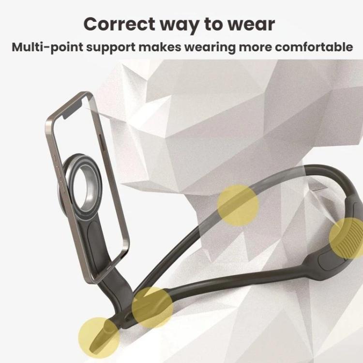 Fascia da collo per selfie da utilizzare durante le dirette streaming all'aperto e supporto magnetico per telefono.