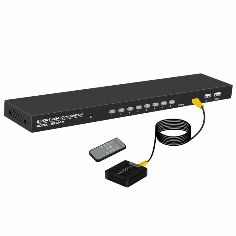 8 Input 1 Output VGA KVM Converter Multiple Computer Hosts Sharing Monitor Switcher With IR Remote Controller, FJGEAR 810UK-M