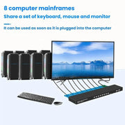 8 Input 1 Output VGA KVM Converter Multiple Computer Hosts Sharing Monitor Switcher With IR Remote Controller, FJGEAR 810UK-M