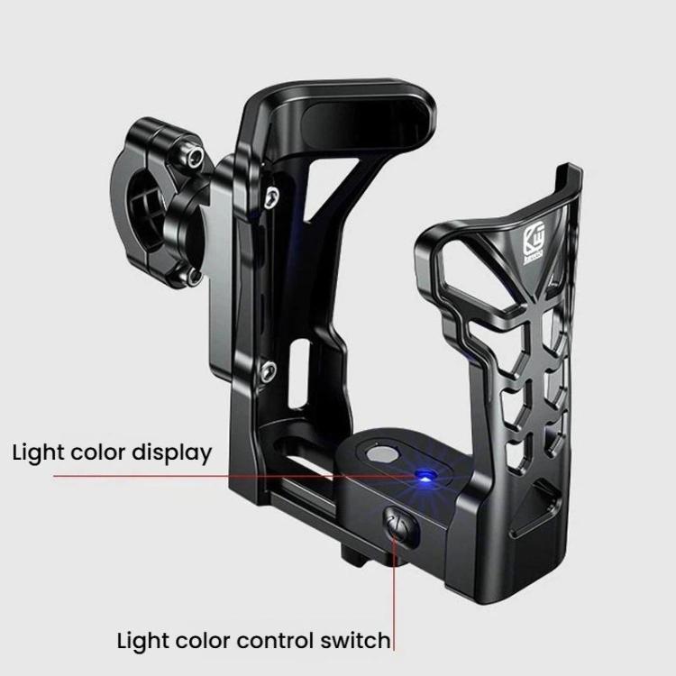 Portabicchiere per bicicletta con luci ambientali a 5 colori, portaborraccia per moto, Kewig SHJ-2