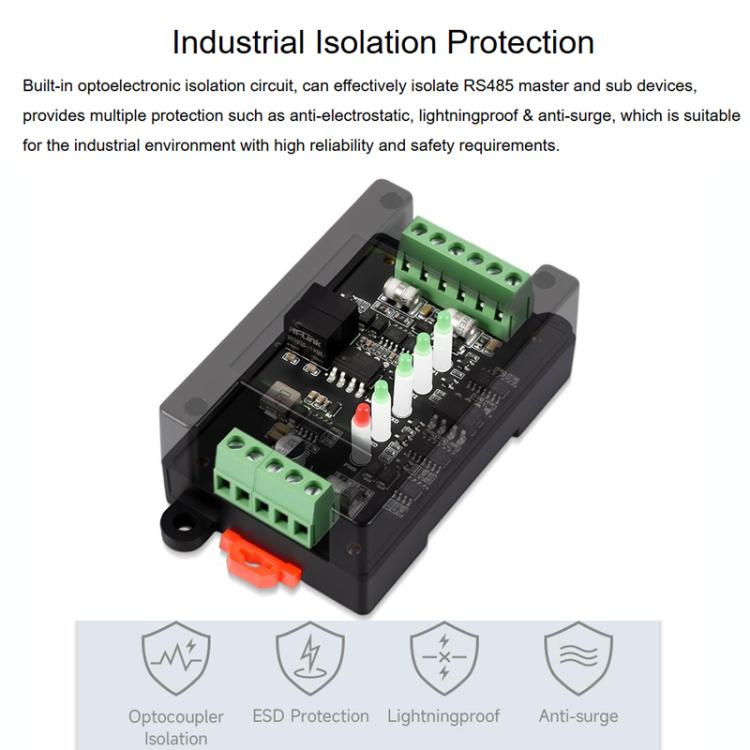 Ripetitore industriale isolato 2 canali RS485 guida DIN
