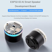 Scheda di sviluppo per altoparlante intelligente WAVESHARE ESP32-S3 AI con doppio microfono, riduzione del rumore, cancellazione dell'eco e effetto luce RGB surround., No Battery, With Battery