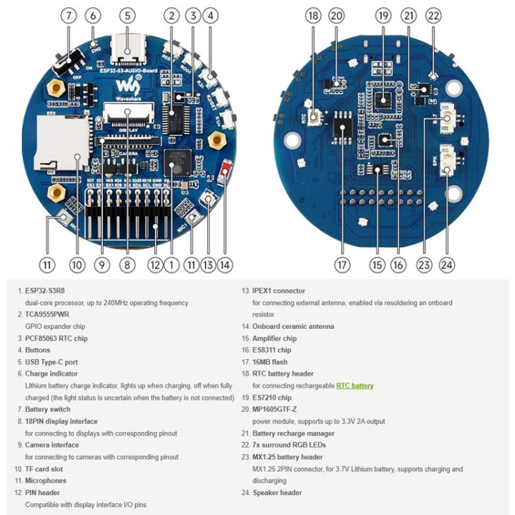 Scheda sviluppo WAVESHARE ESP32-S3 AI con doppio microfono