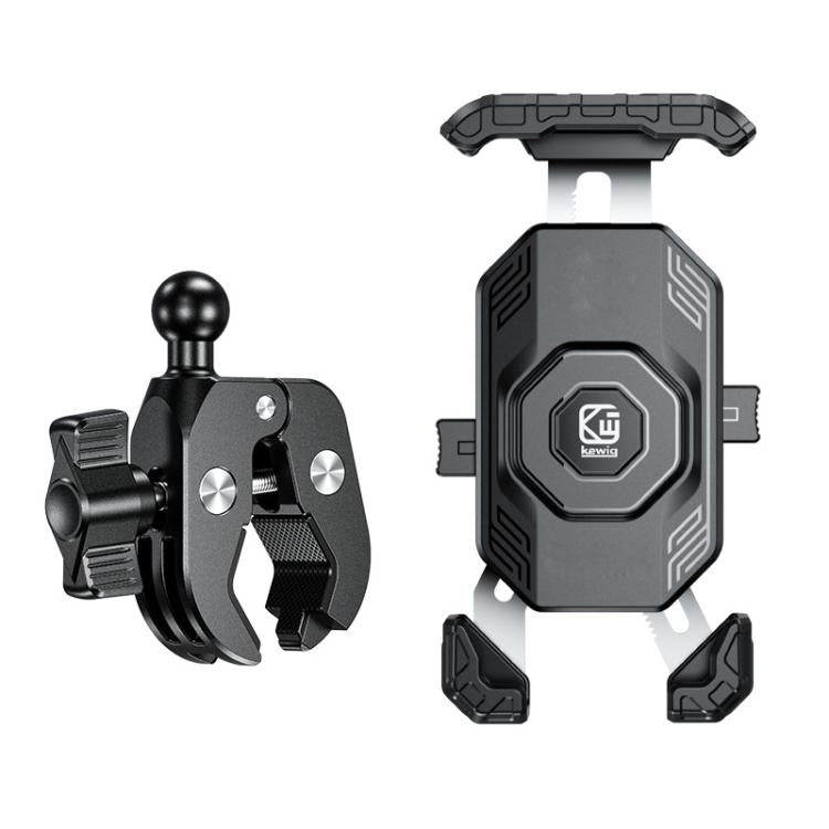 Supporto per cellulare da moto Kewig, universale, con clip a sgancio rapido., Handlebars, Rear View Mirror, Heavy-duty Clamp