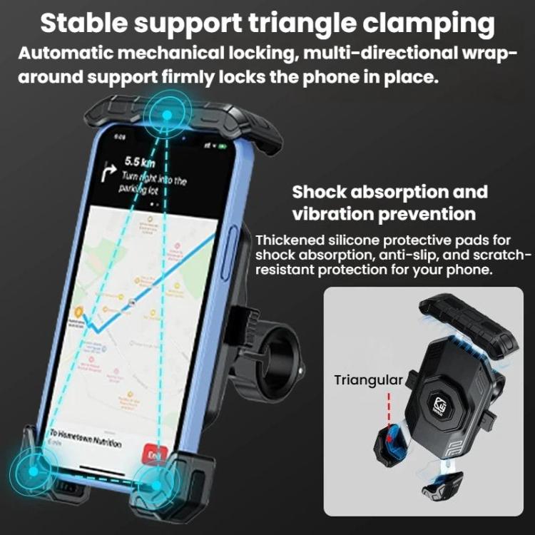 Supporto per cellulare da moto Kewig, universale, con clip a sgancio rapido., Handlebars, Rear View Mirror, Heavy-duty Clamp