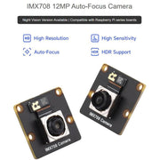 Fotocamera ad alta risoluzione da 12 MP con autofocus e supporto HDR (High Dynamic Range)., WAVESHARE IMX708 Standard 75 Degree, WAVESHARE IMX708 75 Degree Support Night Vision, WAVESHARE IMX708 Wide-angle 120 Degree                                    ...