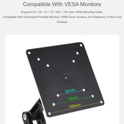 Supporto per schermo portatile VESA da 19 pollici con rotazione multiassiale regolabile., 19 Inch VESA