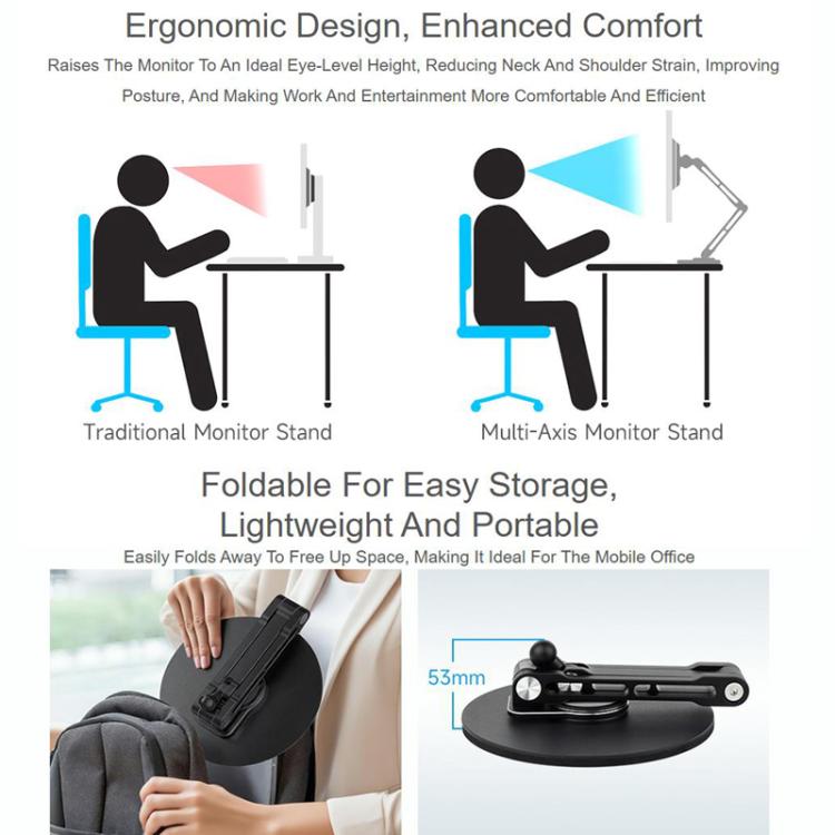 Supporto per schermo portatile VESA da 19 pollici con rotazione multiassiale regolabile., 19 Inch VESA
