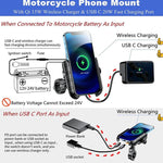Supporto per telefono da moto Kewig M9-S con ricarica wireless da 15 W, impermeabile IP66.