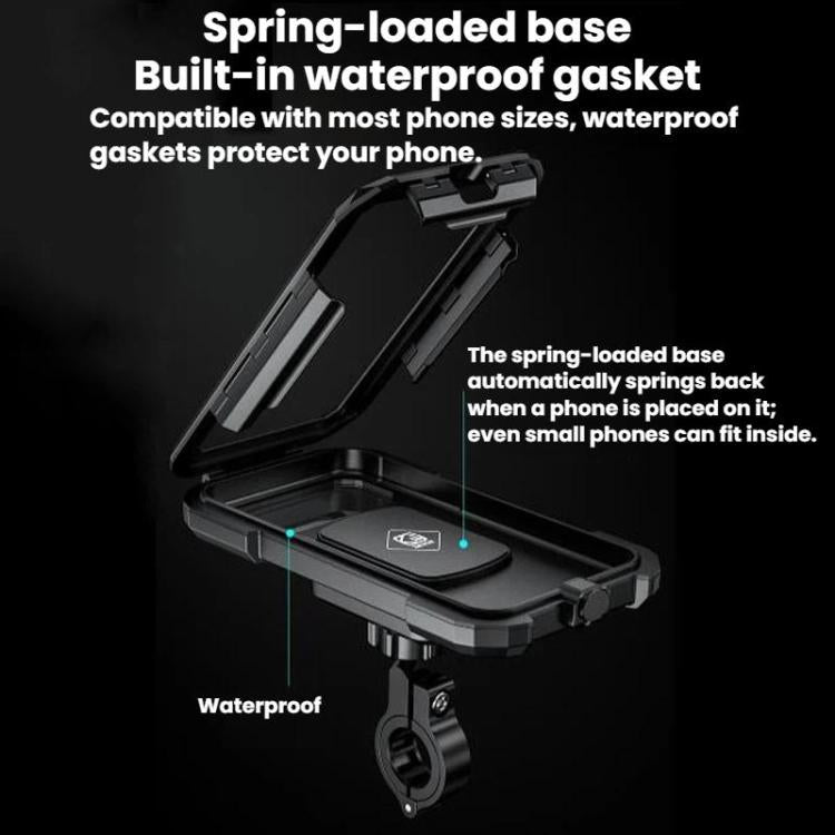 Supporto rialzato impermeabile per bicicletta con custodia impermeabile per cellulare, Large Handlebar, Large Rearview Mirror, Small Handlebar, Small Rearview Mirror