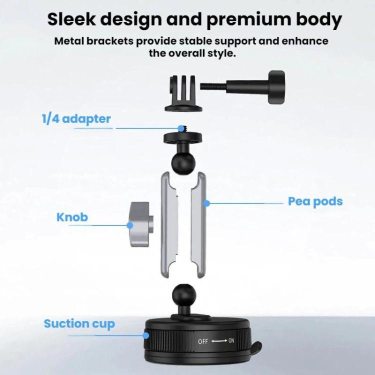 Supporto a ventosa Flymile per auto per DJI Osmo Pocket 3 / Osmo Action 6 / 5 Pro