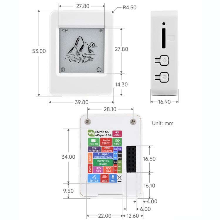 Scheda sviluppo AIoT ESP32-S3 con schermo e-ink 1,54"