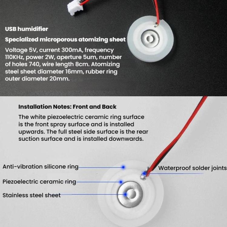 Umidificatore USB Modulo spray Atomizzatore IC Circuito di pilotaggio, Micro, Type-C