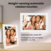 Cornice digitale touch WiFi da 10,1 pollici, orientamento orizzontale/verticale, con funzione di trasferimento foto e display intelligente.