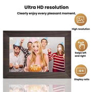 Cornice digitale touch WiFi da 10,1 pollici, orientamento orizzontale/verticale, con funzione di trasferimento foto e display intelligente.