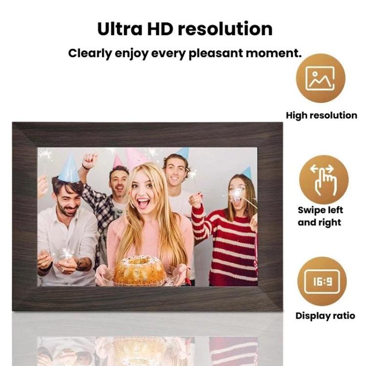 Cornice digitale touch WiFi da 10,1 pollici, orientamento orizzontale/verticale, con funzione di trasferimento foto e display intelligente.
