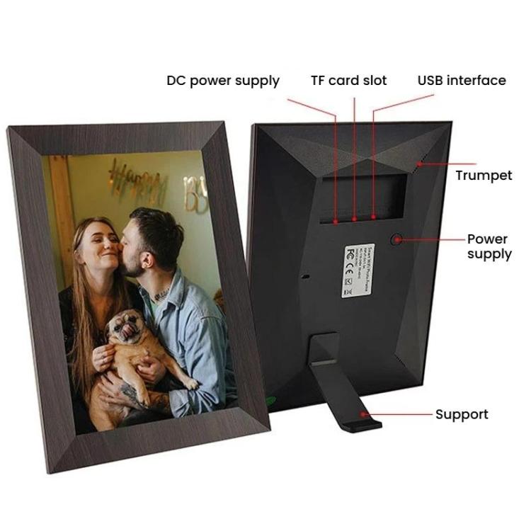 Cornice digitale touch WiFi da 10,1 pollici, orientamento orizzontale/verticale, con funzione di trasferimento foto e display intelligente.