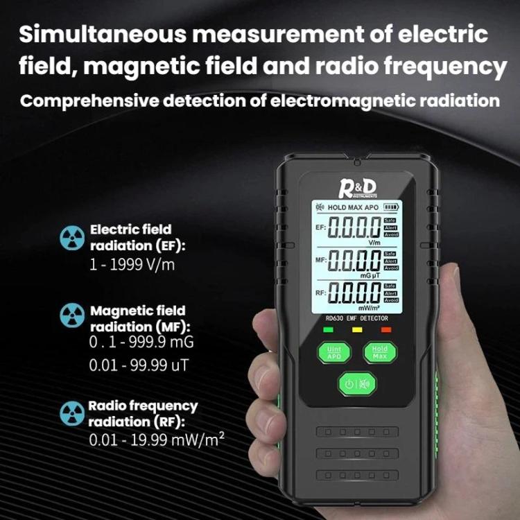 R&D INSTRUMEMS RD630 3 in 1 Rilevatore di campo elettrico, campo magnetico, RF e tester di radiazioni elettromagnetiche, RD630
