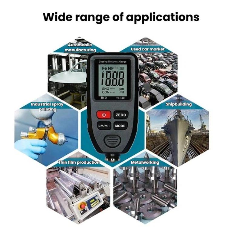R&D INSTRUMENTS TC-100 Misuratore di spessore del rivestimento ad alta precisione, strumento per la misurazione dello spessore del film di vernice automobilistica, TC-100