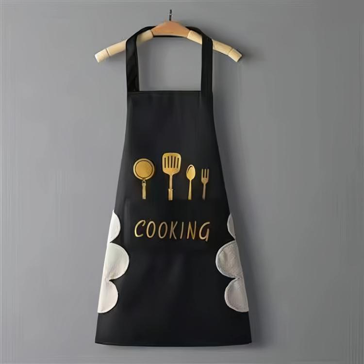Grembiule da cucina unisex regolabile, impermeabile e resistente all'olio, con stampa di forchetta e coltello.