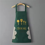 Grembiule da cucina unisex regolabile, impermeabile e resistente all'olio, con stampa di forchetta e coltello.