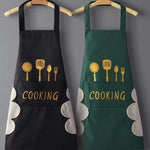 Grembiule da cucina unisex regolabile, impermeabile e resistente all'olio, con stampa di forchetta e coltello.