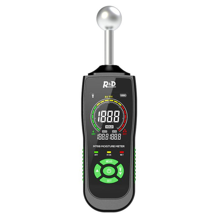 R&D INSTRUMENTS MT68 Misuratore di umidità sferico per legno con display digitale e allarme