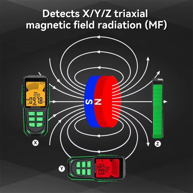 R&D INSTRUMENTS RD637 Tester di radiazioni elettromagnetiche ricaricabile 3 in 1 con display digitale e allarme, display 3 in 1, RD637