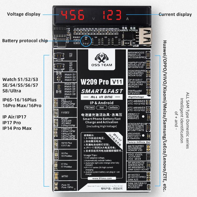 Scheda attivatrice batteria OSS TEAM 7,4 V per smartphone